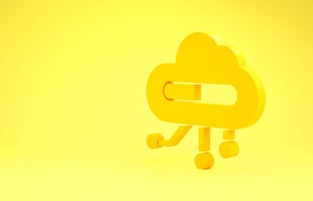 Yellow Internet of things icon isolated on yellow background. Cloud computing design concept. Digital network connection. Minimalism concept. 3d illustration 3D renderの写真素材