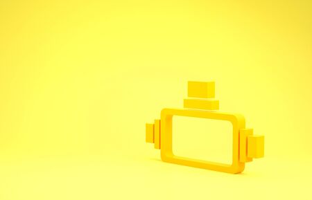 Yellow Virtual reality glasses icon isolated on yellow background. Stereoscopic 3d vr mask. Minimalism concept. 3d illustration 3D renderの写真素材