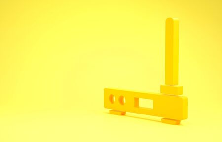 Yellow Router and wifi signal symbol icon isolated on yellow background.の写真素材