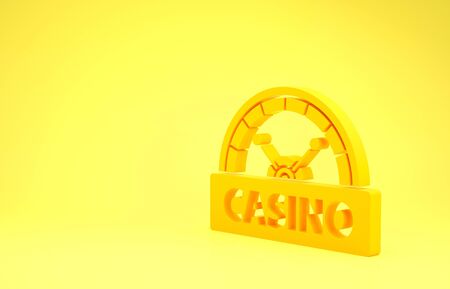 Yellow Casino signboard icon isolated on yellow background. Minimalism concept. 3d illustration 3D renderの写真素材