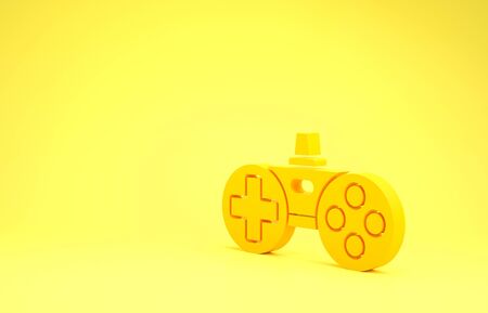 Yellow Gamepad icon isolated on yellow background. Game controller. Minimalism concept. 3d illustration 3D renderの写真素材