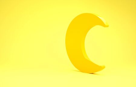 Yellow Moon and stars icon isolated on yellow background. Minimalism concept. 3d illustration 3D renderの写真素材