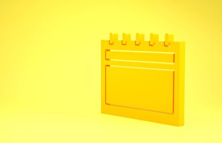 Yellow Calendar icon isolated on yellow background. Event reminder symbol. Merry Christmas and Happy New Year. Minimalism concept. 3d illustration 3D renderの写真素材