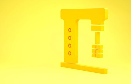 Yellow Electric mixer icon isolated on yellow background. Kitchen blender. Minimalism concept. 3d illustration 3D renderの写真素材