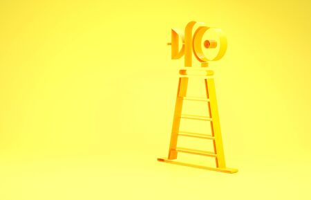 Yellow Antenna icon isolated on yellow background. Radio antenna wireless. Technology and network signal radio antenna. Minimalism concept. 3d illustration 3D renderの写真素材