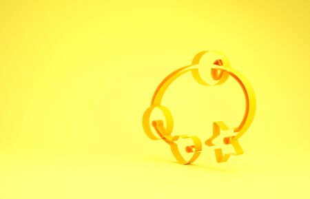 Yellow Rattle baby toy icon isolated on yellow background. Beanbag sign. Minimalism concept. 3d illustration 3D renderの写真素材