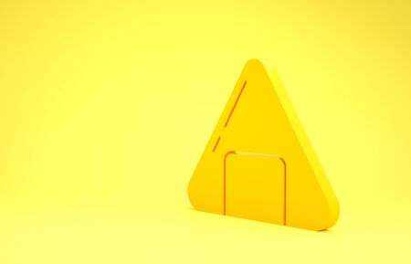 Yellow Sushi icon isolated on yellow background. Traditional Japanese food. Minimalism concept. 3d illustration 3D renderの写真素材
