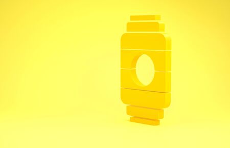 Yellow Japanese paper lantern icon isolated on yellow background. Minimalism concept. 3d illustration 3D renderの写真素材