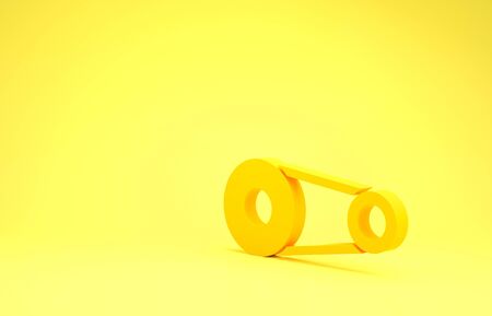 Yellow Timing belt kit icon isolated on yellow background. Minimalism concept. 3d illustration 3D renderの写真素材