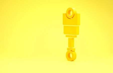 Yellow Engine piston icon isolated on yellow background. Car engine piston sign. Minimalism concept. 3d illustration 3D renderの写真素材