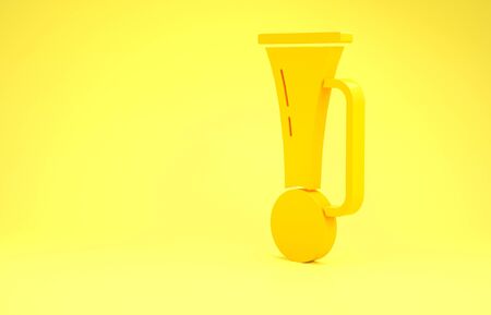 Yellow Signal horn on vehicle icon isolated on yellow background. Minimalism concept. 3d illustration 3D renderの写真素材