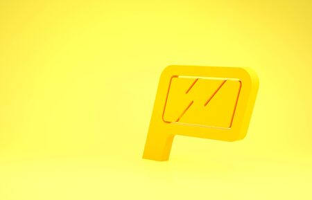 Yellow Car mirror icon isolated on yellow background. Minimalism concept. 3d illustration 3D renderの写真素材