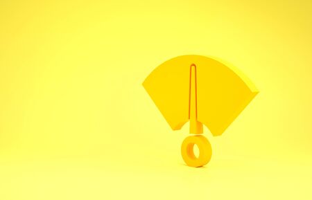 Yellow Speedometer icon isolated on yellow background. Minimalism concept. 3d illustration 3D renderの写真素材