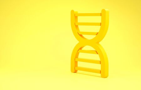 Yellow DNA symbol icon isolated on yellow background. Minimalism concept. 3d illustration 3D renderの写真素材