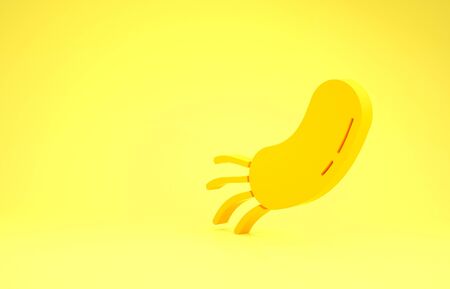 Yellow Bacteria icon isolated on yellow background. Bacteria and germs, microorganism disease causing, cell cancer, microbe, virus, fungi. Minimalism concept. 3d illustration 3D renderの写真素材