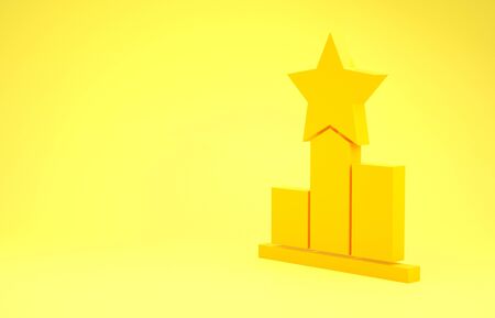 Yellow Star icon isolated on yellow background. Favorite, score, best rating, award symbol. Minimalism concept. 3d illustration 3D renderの写真素材