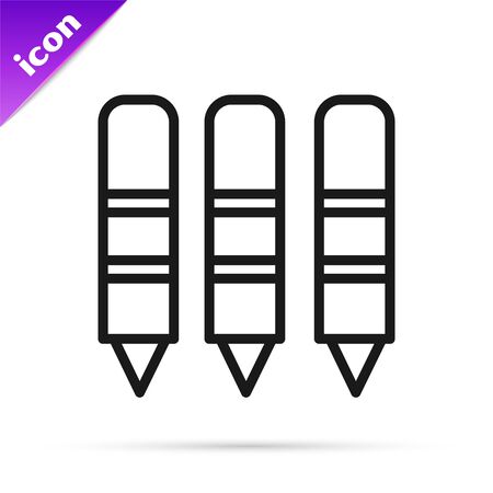 Black line Wax crayons for drawing icon isolated on white background.  Vector Illustrationのイラスト素材