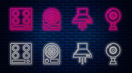 Electric heater , Kitchen extractor fan Glowing neon Electric heater icon