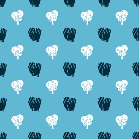 Set Garden gloves and Tree with pears on seamless pattern. Vectorのイラスト素材