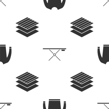 Set Sweater, Ironing board and Textile fabric roll on seamless pattern. Vectorのイラスト素材