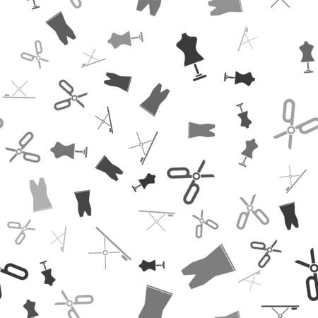 Set Mannequin, Woman dress, Scissors and Ironing board on seamless pattern. Vectorのイラスト素材