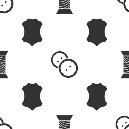 Set Sewing thread on spool, Sewing button for clothes and Leather on seamless pattern. Vectorのイラスト素材