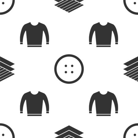 Set Textile fabric roll, Sewing button for clothes and Sweater on seamless pattern. Vectorのイラスト素材