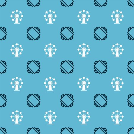 Set Ticket and Ferris wheel on seamless pattern. Vectorのイラスト素材