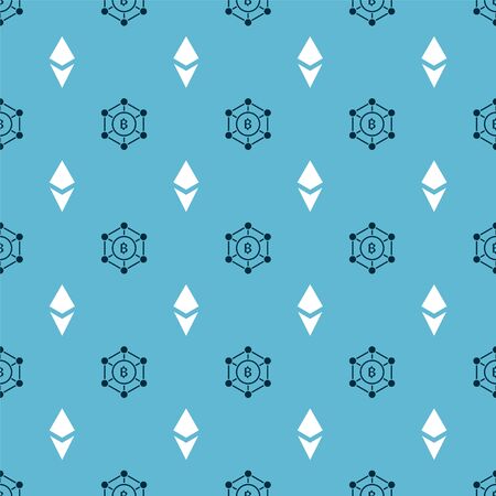 Set Blockchain technology Bitcoin and Cryptocurrency coin Ethereum ETH on seamless pattern. Vectorのイラスト素材