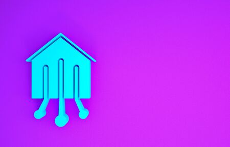 Blue Smart home icon isolated on purple background. Remote control. Minimalism concept. 3d illustration 3D renderの写真素材