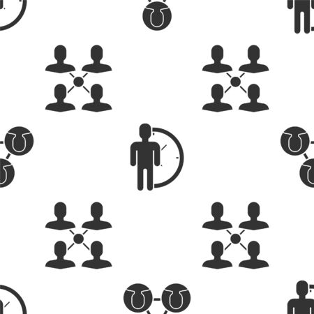 Set Project team base, Time Management and Project team base on seamless pattern. Vectorのイラスト素材