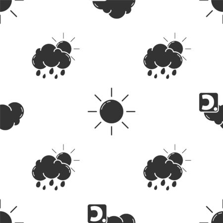 Set Celsius and cloud, Sun and Cloud with rain and sun on seamless pattern. Vectorのイラスト素材