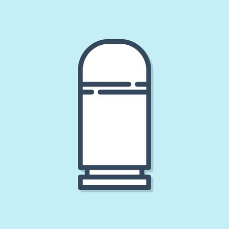 Blue line Cartridges icon isolated on blue background. Shotgun hunting firearms cartridge. Hunt rifle bullet icon. Vector Illustrationのイラスト素材