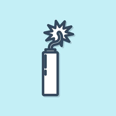 Blue line Detonate dynamite bomb stick clock icon isolated on blue background. Time bomb - explosion danger concept. Vector Illustrationのイラスト素材