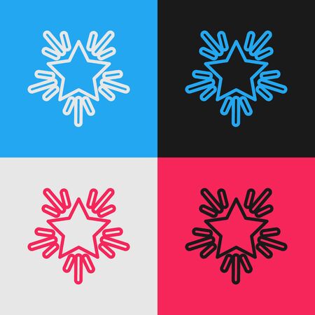 Color line Christmas star icon isolated on color background. Merry Christmas and Happy New Year. Vintage style drawing. Vector Illustrationのイラスト素材