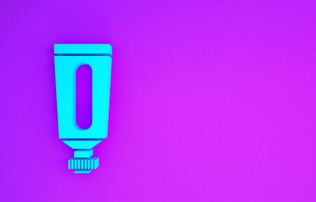 Blue Cream or lotion cosmetic tube icon isolated on purple background. Body care products for men. Minimalism concept. 3d illustration 3D renderの写真素材