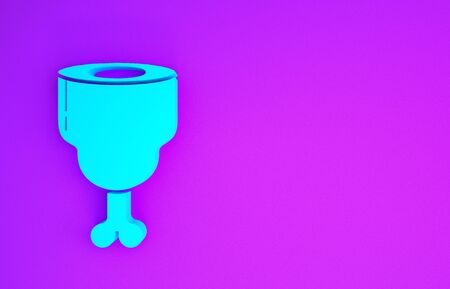 Blue Chicken leg icon isolated on purple background. Chicken drumstick. Minimalism concept. 3d illustration 3D renderの写真素材