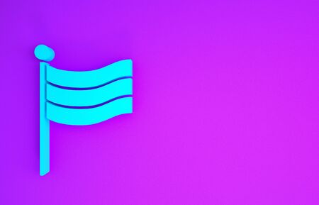 Blue National Germany flag icon isolated on purple background. Minimalism concept. 3d illustration 3D renderの写真素材