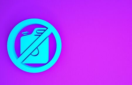 Blue No canister for gasoline icon isolated on purple background. Diesel gas icon. Minimalism concept. 3d illustration 3D renderの写真素材