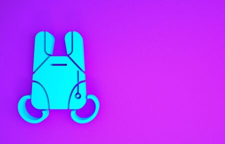 Blue Parachute icon isolated on purple background. Extreme sport. Sport equipment. Minimalism concept. 3d illustration 3D renderの写真素材