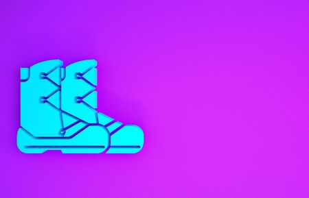 Blue Boots icon isolated on purple background. Minimalism concept. 3d illustration 3D renderの写真素材