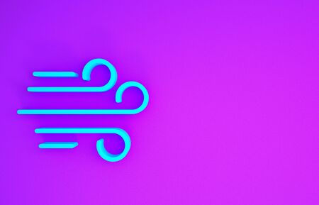 Blue Wind icon isolated on purple background. Windy weather. Minimalism concept. 3d illustration 3D renderの写真素材