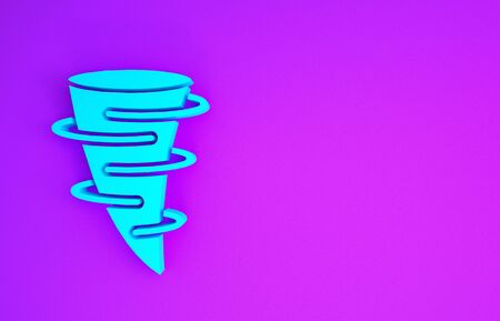 Blue Tornado icon isolated on purple background. Minimalism concept. 3d illustration 3D renderの写真素材
