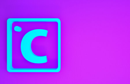 Blue Celsius icon isolated on purple background. Minimalism concept. 3d illustration 3D render
