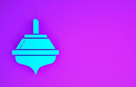 Blue Hanukkah dreidel icon isolated on purple background. Minimalism concept. 3d illustration 3D renderの写真素材