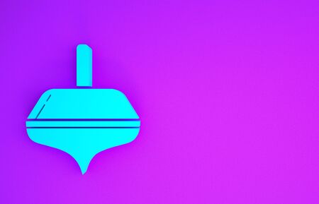 Blue Hanukkah dreidel icon isolated on purple background. Minimalism concept. 3d illustration 3D renderの写真素材