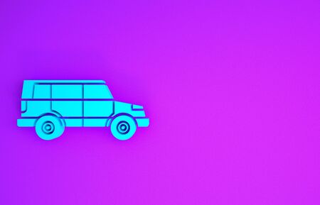 Blue Off road car icon isolated on purple background.  Minimalism concept. 3d illustration 3D renderの写真素材