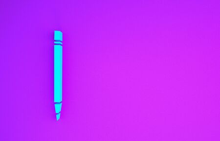Blue Pencil with eraser and line icon isolated on purple background. Drawing and educational tools. School office symbol. Minimalism concept. 3d illustration 3D renderの写真素材