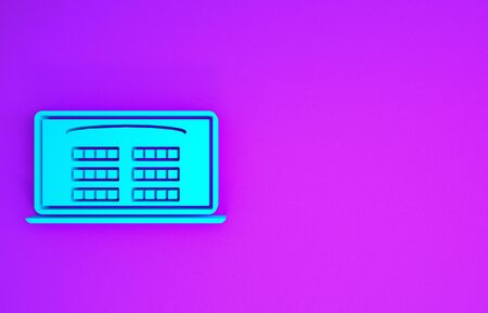 Blue Buy cinema ticket online icon isolated on purple background. Service Concept. Minimalism concept. 3d illustration 3D renderの写真素材