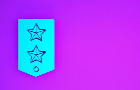Blue Chevron icon isolated on purple background. Military badge sign. Minimalism concept. 3d illustration 3D renderの写真素材